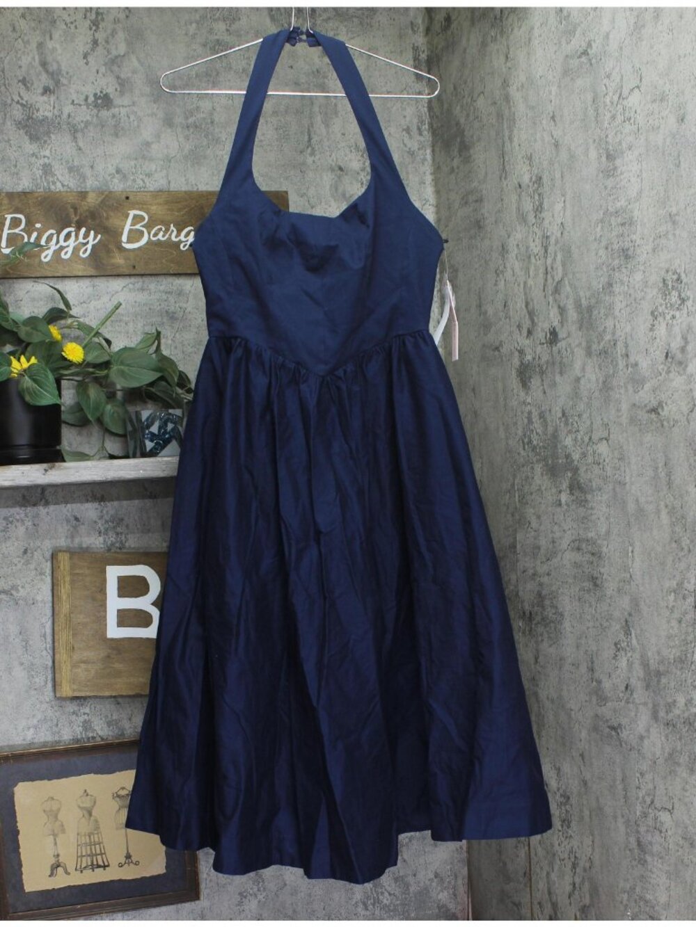 Aqua Womens Woven Halter Midi Dress IDM11261 Navy Blue M